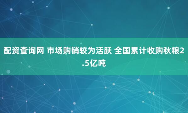 配资查询网 市场购销较为活跃 全国累计收购秋粮2.5亿吨