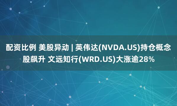 配资比例 美股异动 | 英伟达(NVDA.US)持仓概念股飙升 文远知行(WRD.US)大涨逾28%