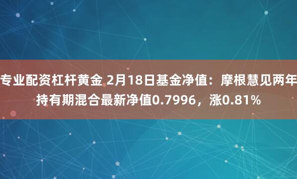 专业配资杠杆黄金 2月18日基金净值：摩根慧见两年持有期混合最新净值0.7996，涨0.81%